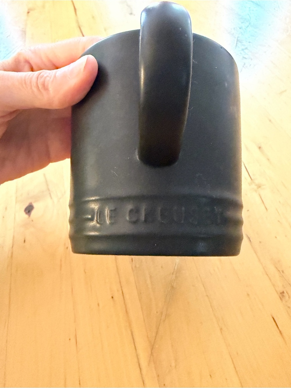 Le Creuset Matte Black Ceramic Mugs with Cream Interior - Set of 2 - Picture 3 of 4